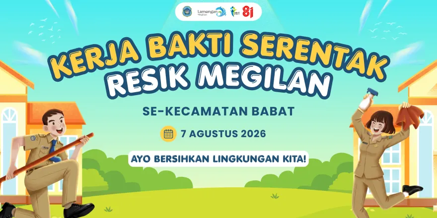 Dukung Aksi Serentak Se-Kecamatan Babat, Pemdes Plaosan Kompak Bersihkan serta Cat Ulang Area Kantor Desa