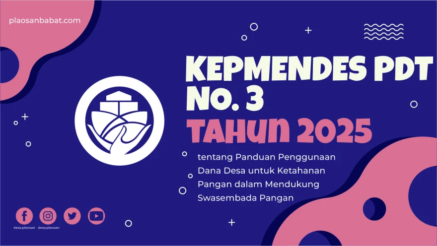 Kepmendesa PDT Nomor 3 Tahun 2025 tentang Panduan Penggunaan Dana Desa Untuk Ketahanan Pangan Dalam Mendukung Swasembada Pangan