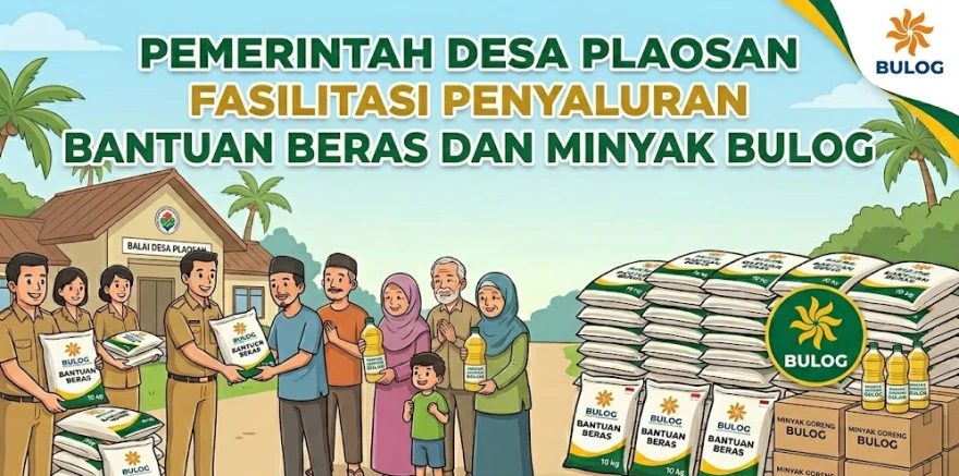 Ringankan Beban Dapur Warga, Pemerintah Desa Plaosan Salurkan Bantuan Pangan BULOG Berupa Beras dan Minyak Goreng